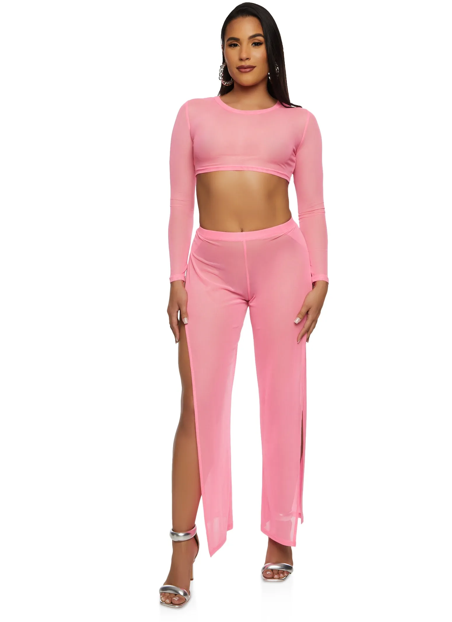 Daisy Mesh Long Sleeve Crop Top sold by Rainbow product image thumbnail 2