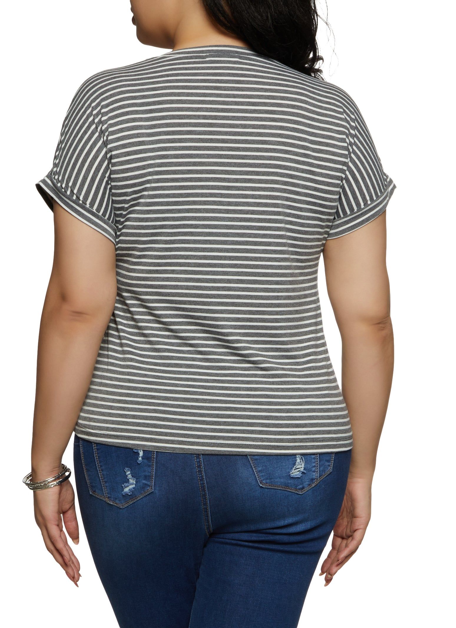 Plus Size Heart Mug Graphic Striped Tee sold by Rainbow product image thumbnail 2