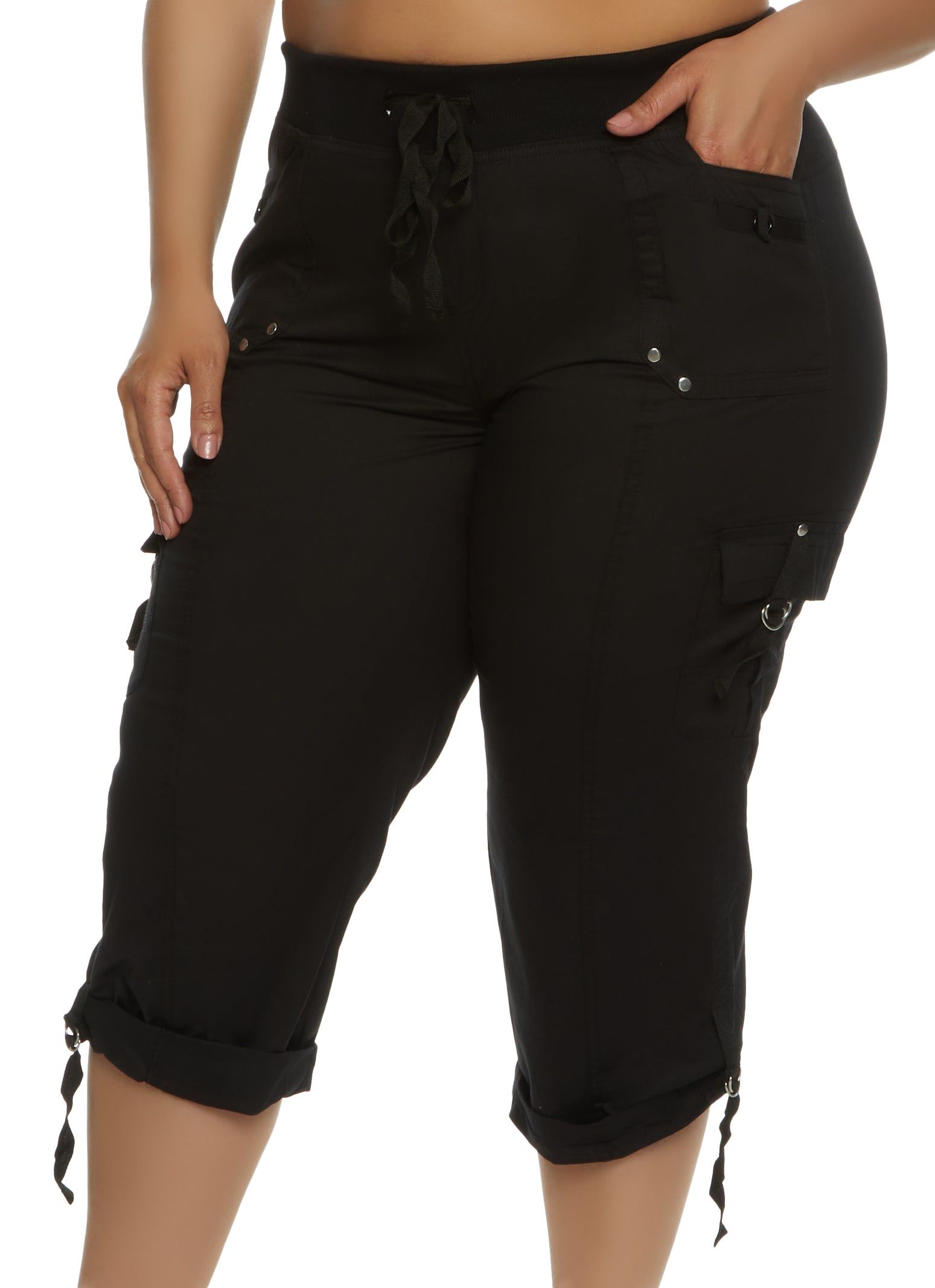 Plus Size Cuffed Cargo Capri Pants sold by Rainbow