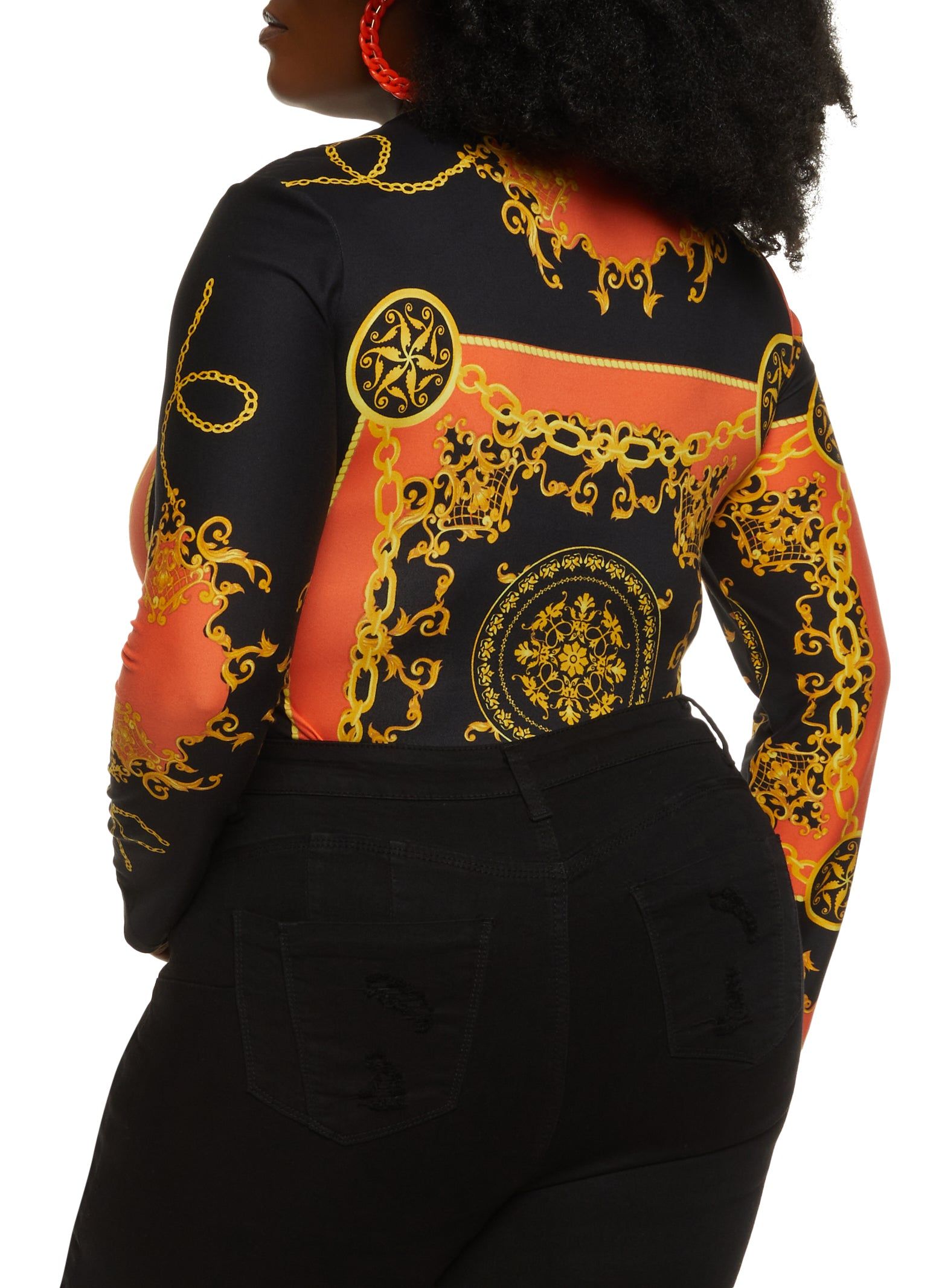 Plus Size Status Print Long Sleeve Bodysuit sold by Rainbow product image thumbnail 3