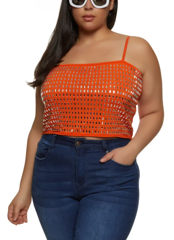 Plus Size Rhinestone Studded Cami Top sold by Rainbow