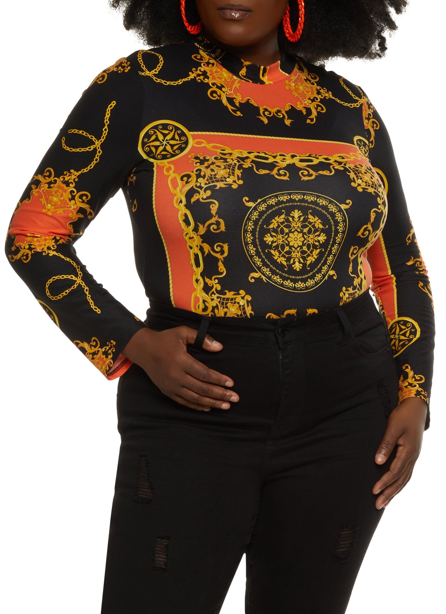 Plus Size Status Print Long Sleeve Bodysuit sold by Rainbow product image thumbnail 2