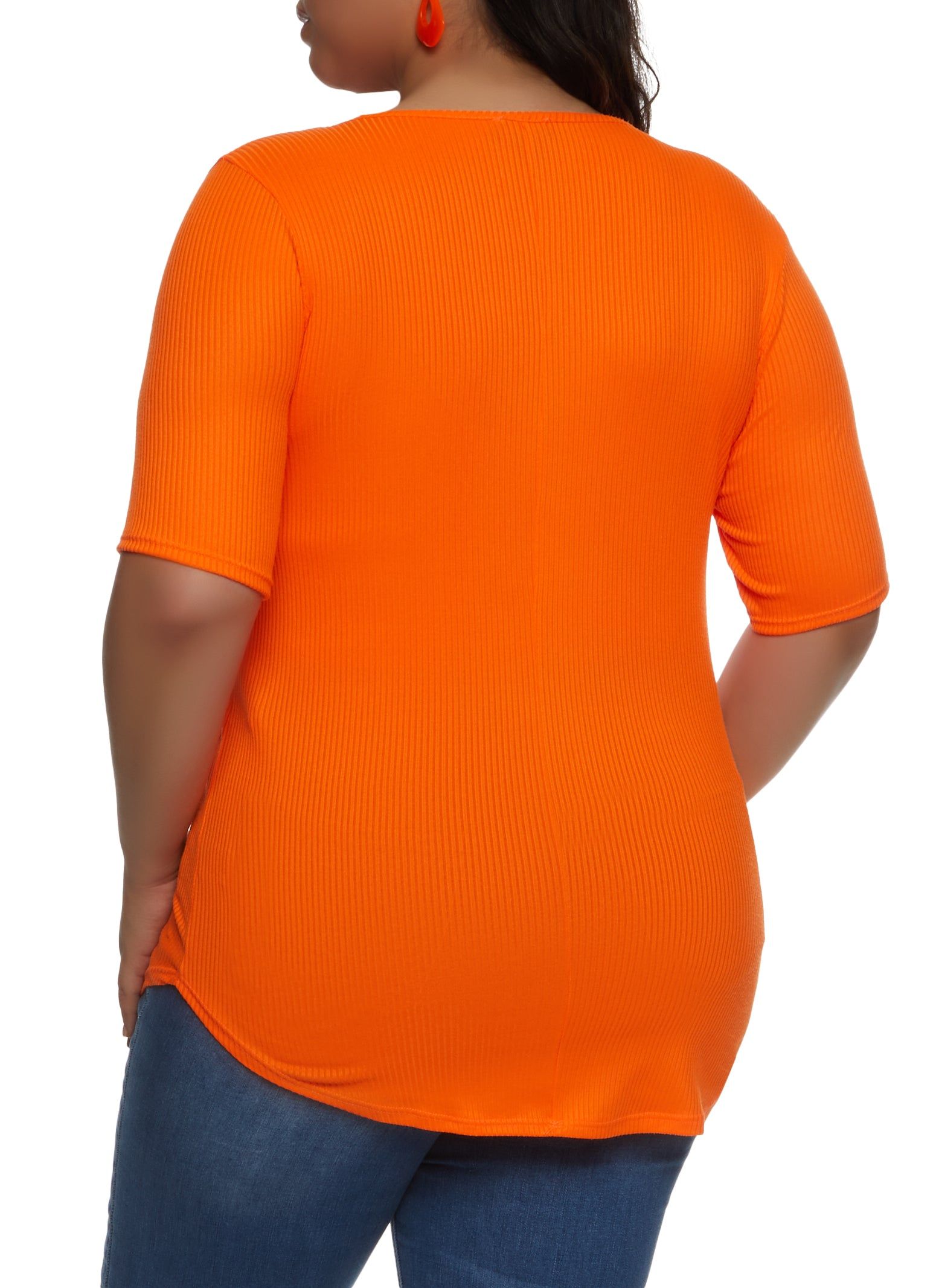 Plus Size Rib Knit V Neck Tee sold by Rainbow product image thumbnail 2