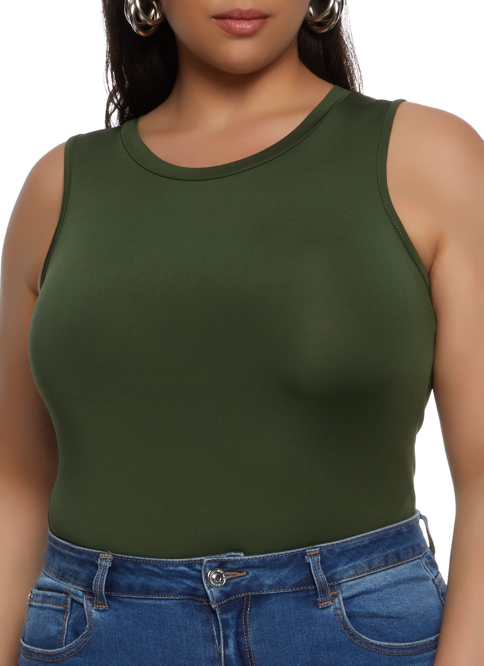 Plus Size Crew Neck Tank Bodysuit sold by Rainbow product image thumbnail 2