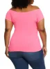 Plus Size Rib Knit Button Detail Off the Shoulder Top sold by Rainbow