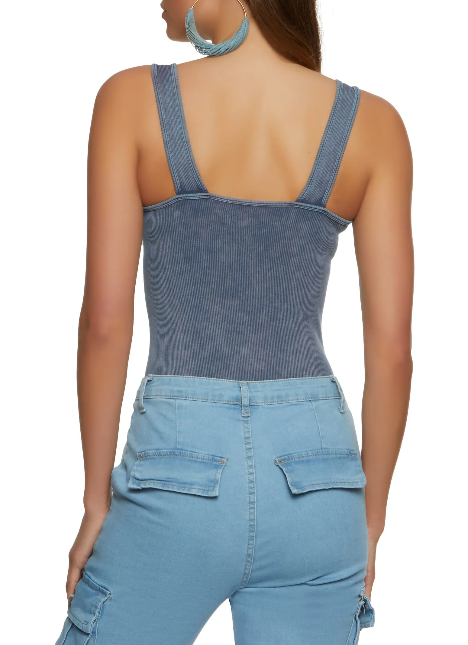 Ribbed Knit Acid Wash Seamless Tank Bodysuit sold by Rainbow product image thumbnail 3