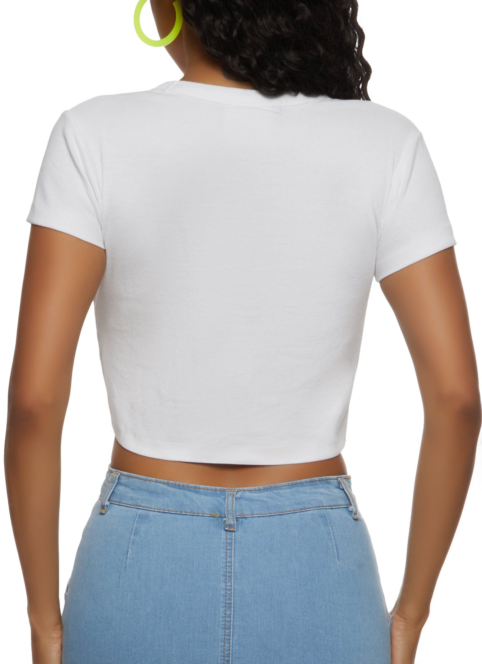 Basic V Neck Cropped T Shirt sold by Rainbow product image thumbnail 2