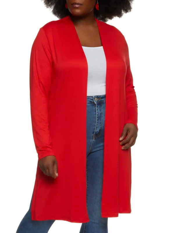 Plus Size Soft Knit Open Front Duster sold by Rainbow