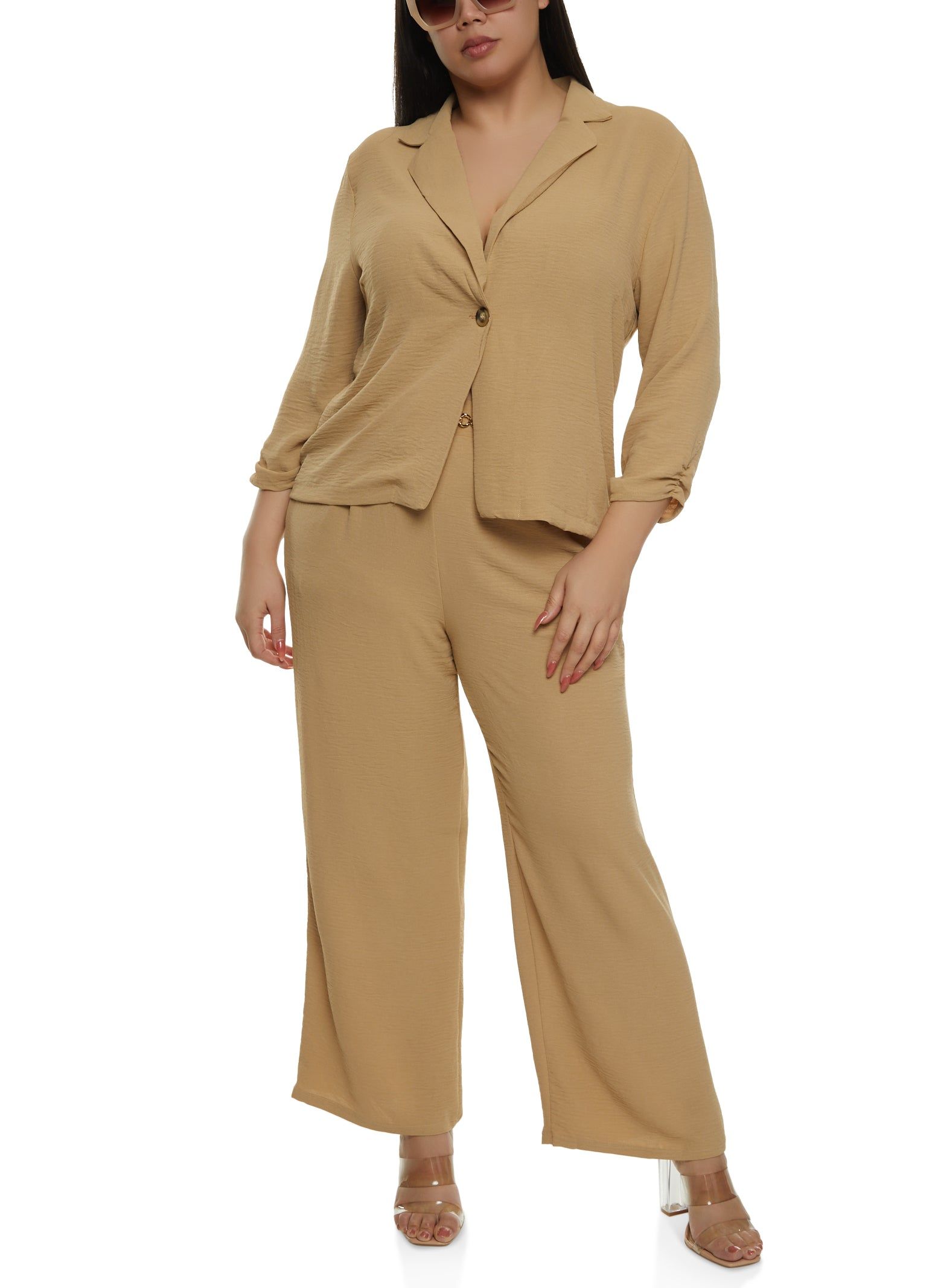 Plus Size Crepe Knit Buttoned Front Blazer sold by Rainbow product image thumbnail 2