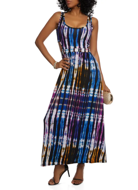 Cut Out Striped Tie Dye Maxi Dress sold by Rainbow