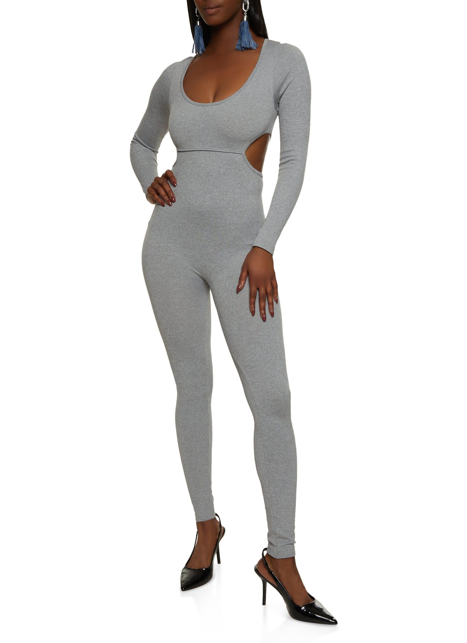 Cut Out Ribbed Knit Jumpsuit sold by Rainbow