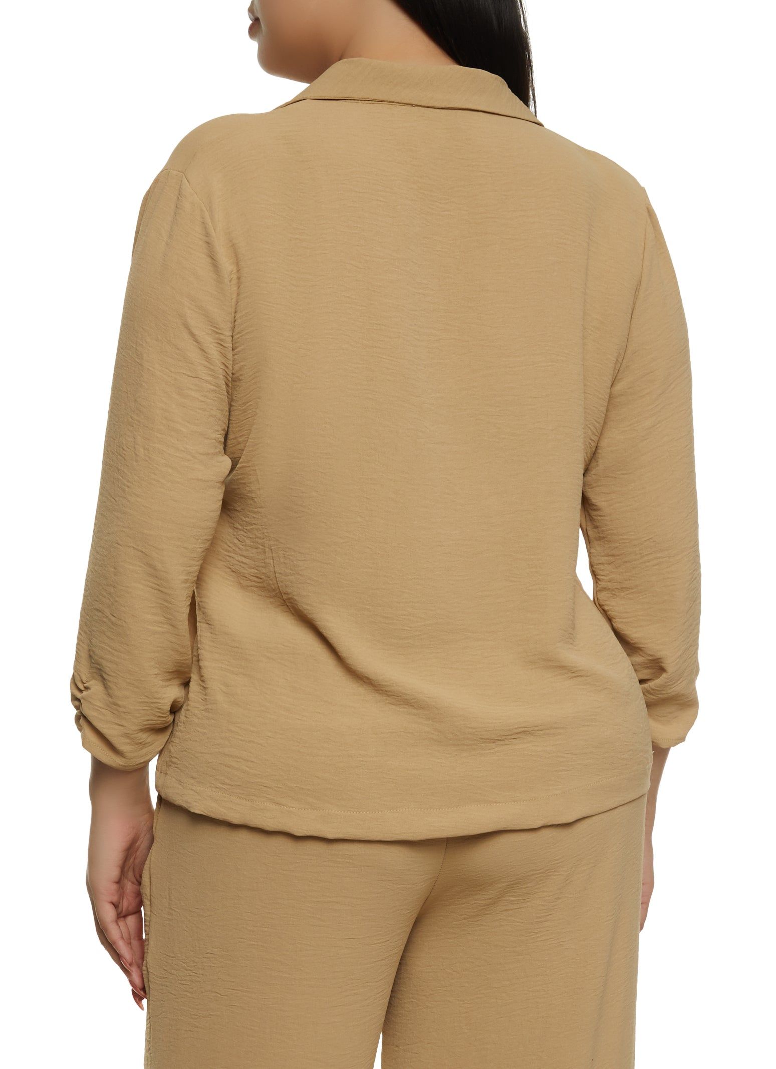 Plus Size Crepe Knit Buttoned Front Blazer sold by Rainbow product image thumbnail 3