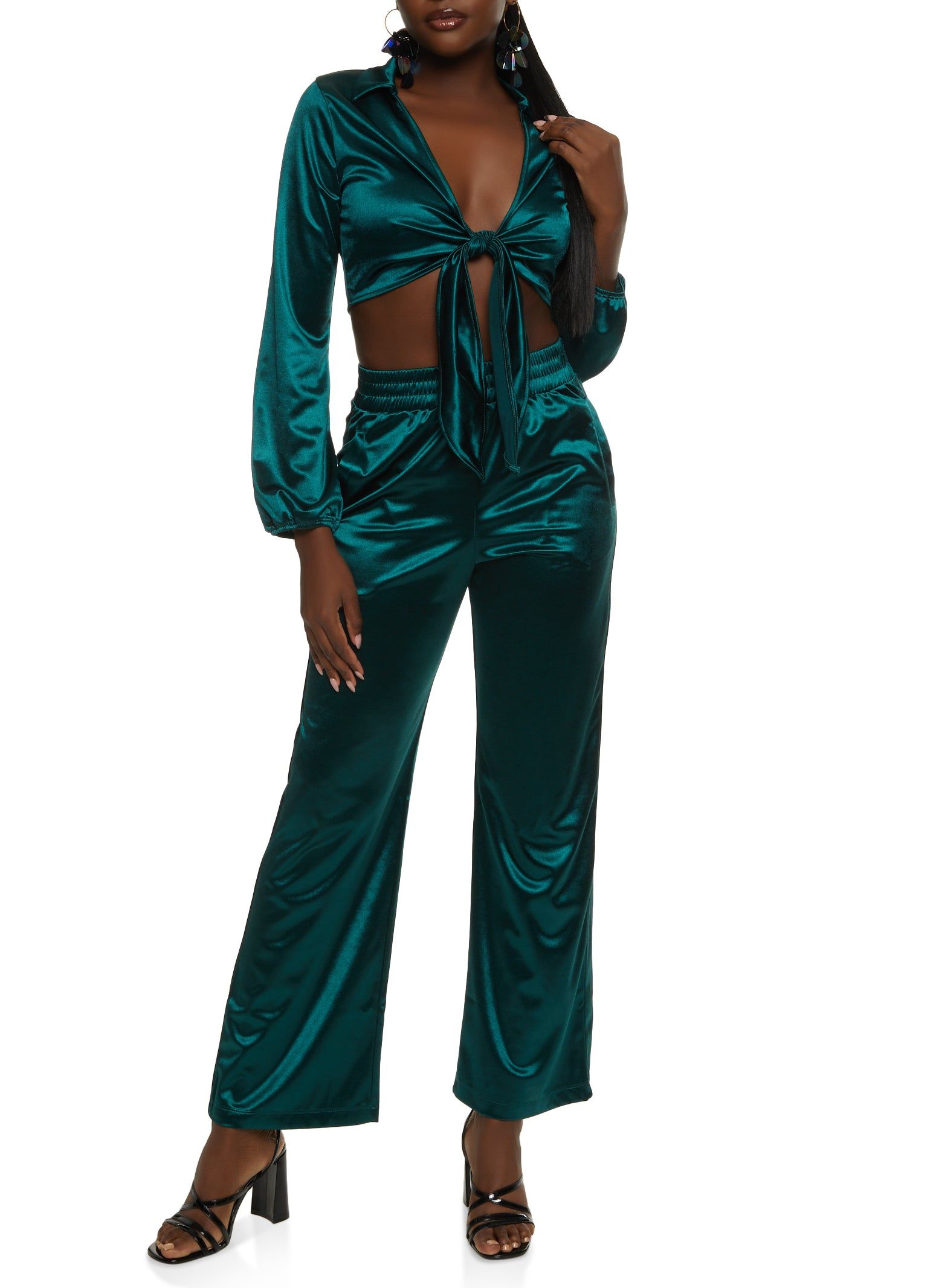 Spandex Tie Front Crop Top sold by Rainbow product image thumbnail 2