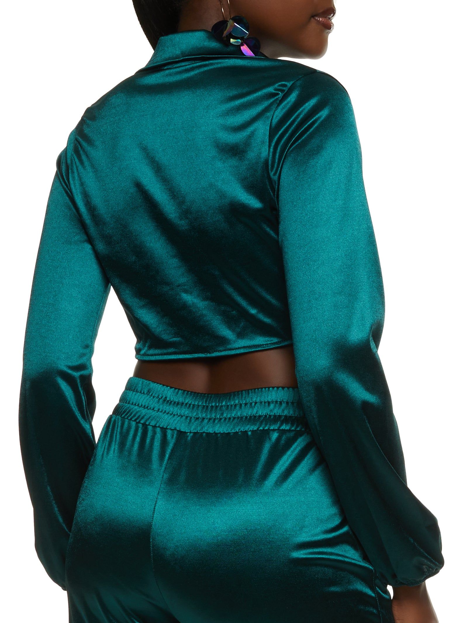 Spandex Tie Front Crop Top sold by Rainbow product image thumbnail 3