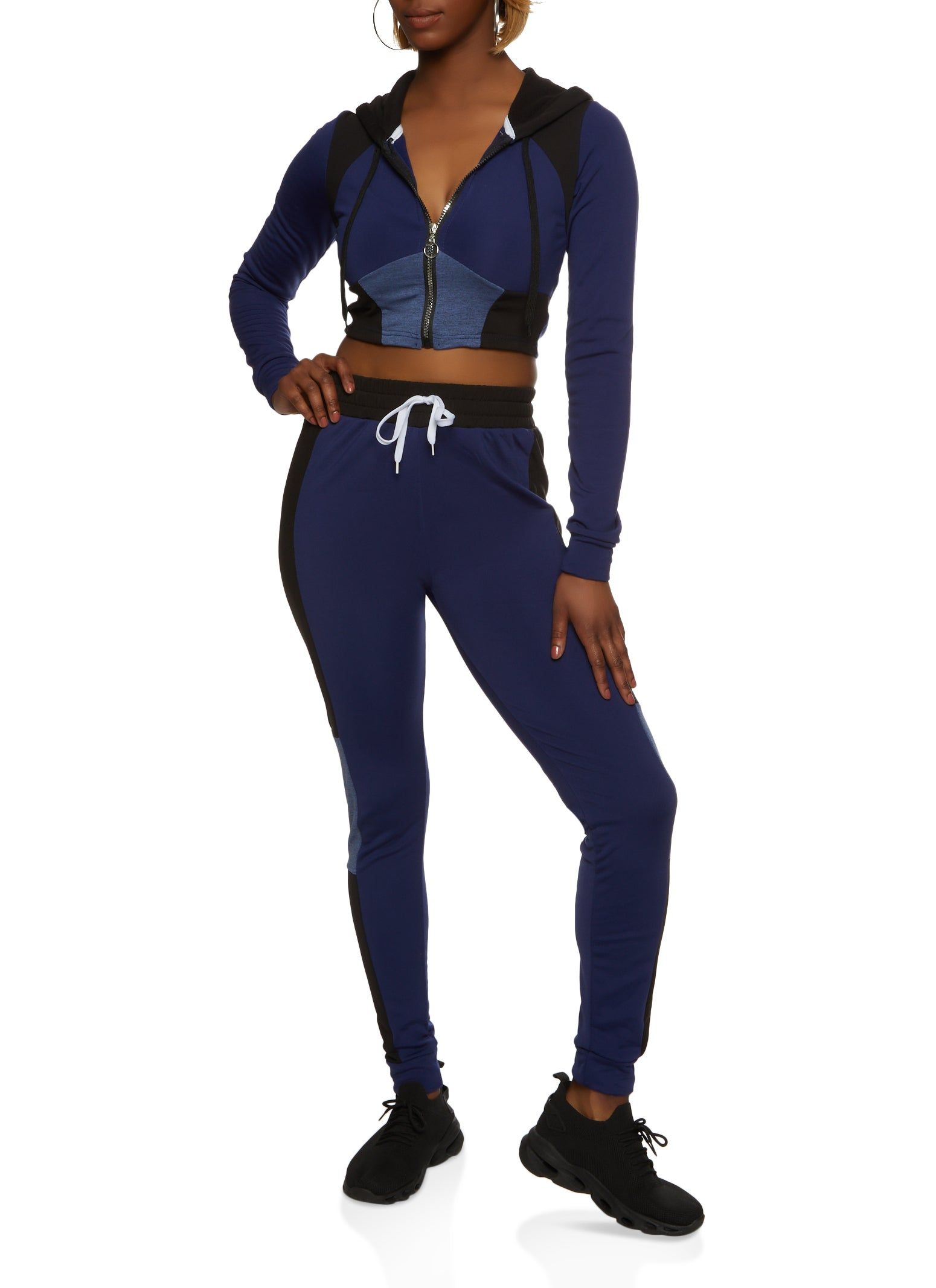 Color Blocked Zip Front Cropped Track Jacket sold by Rainbow