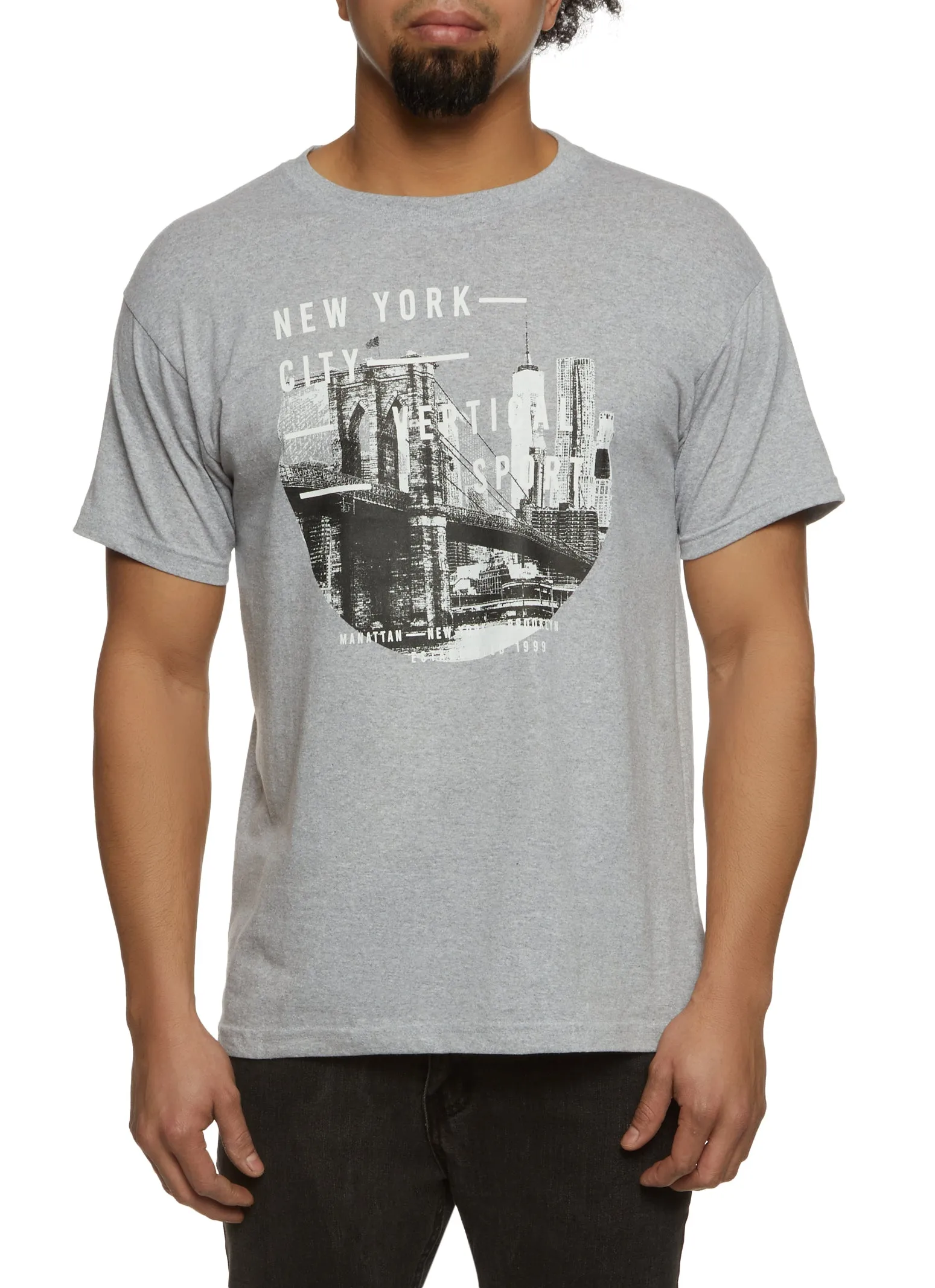 Mens New York City Short Sleeve Crew Neck Graphic T Shirt sold by Rainbow