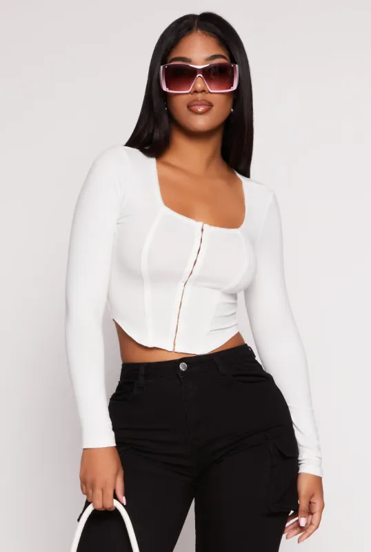 Hook and Eye Long Sleeve Corset Top sold by Rainbow