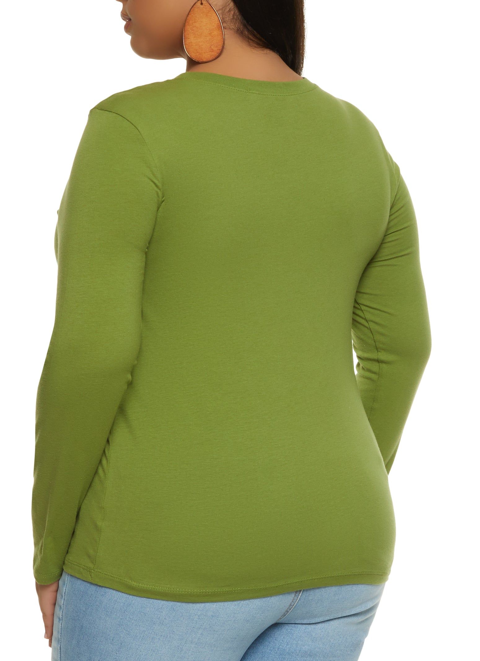 Plus Size Basic Crew Neck Long Sleeve Tee sold by Rainbow product image thumbnail 2