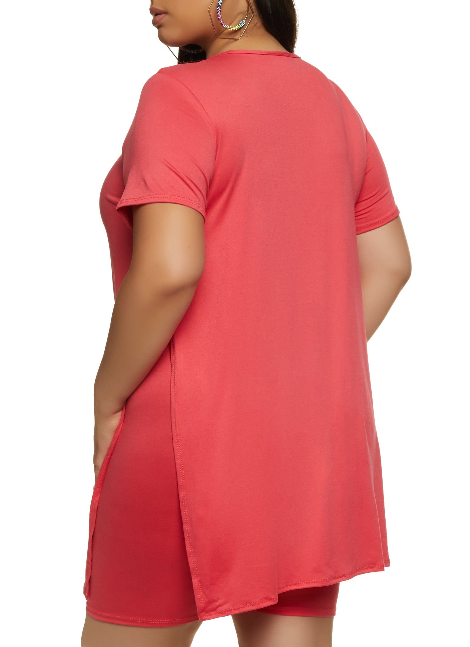 Plus Size Solid High Side Slit Tunic Tee sold by Rainbow product image thumbnail 3