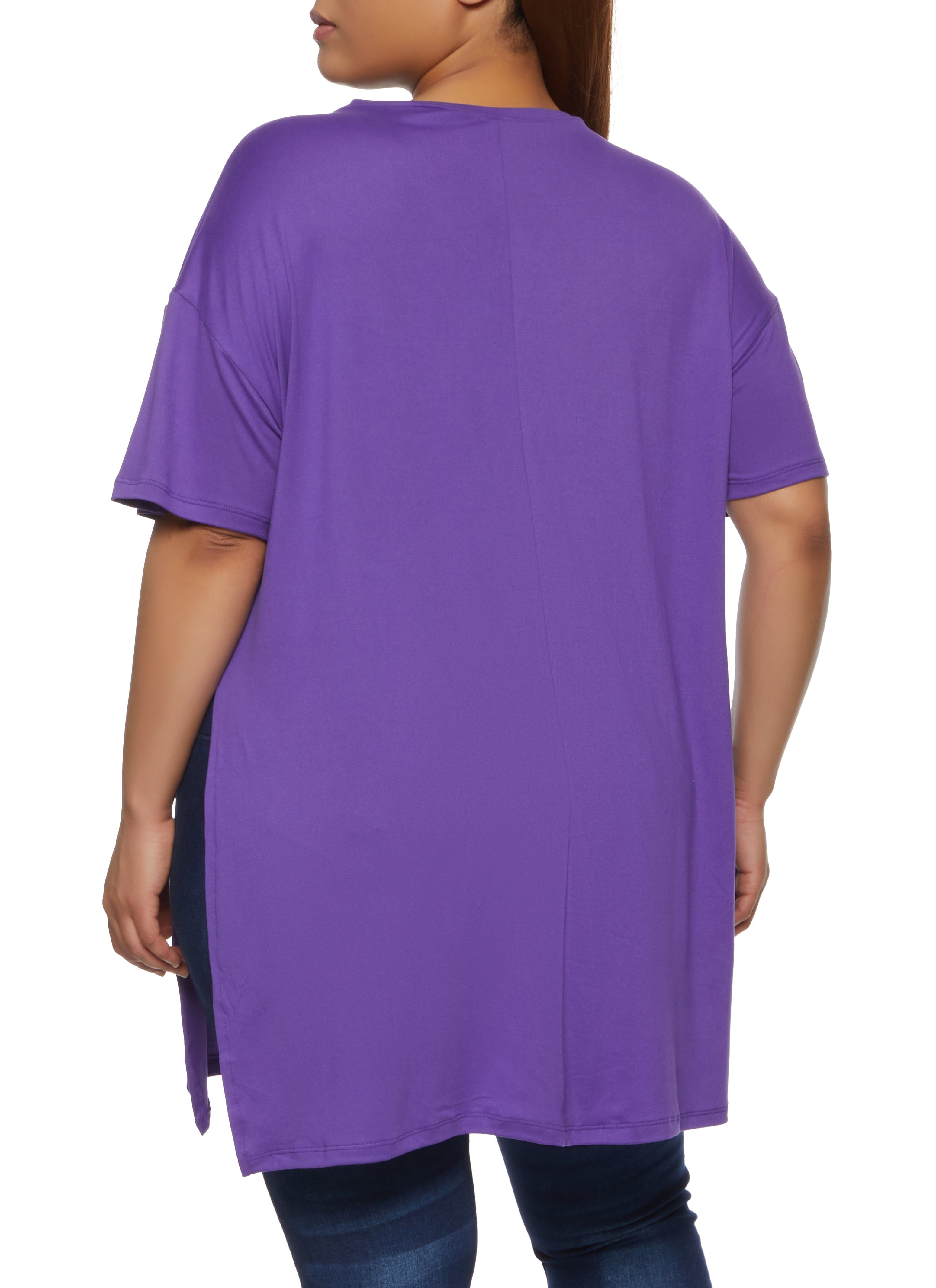 Plus Size Side Slit V Neck Tee sold by Rainbow product image thumbnail 2