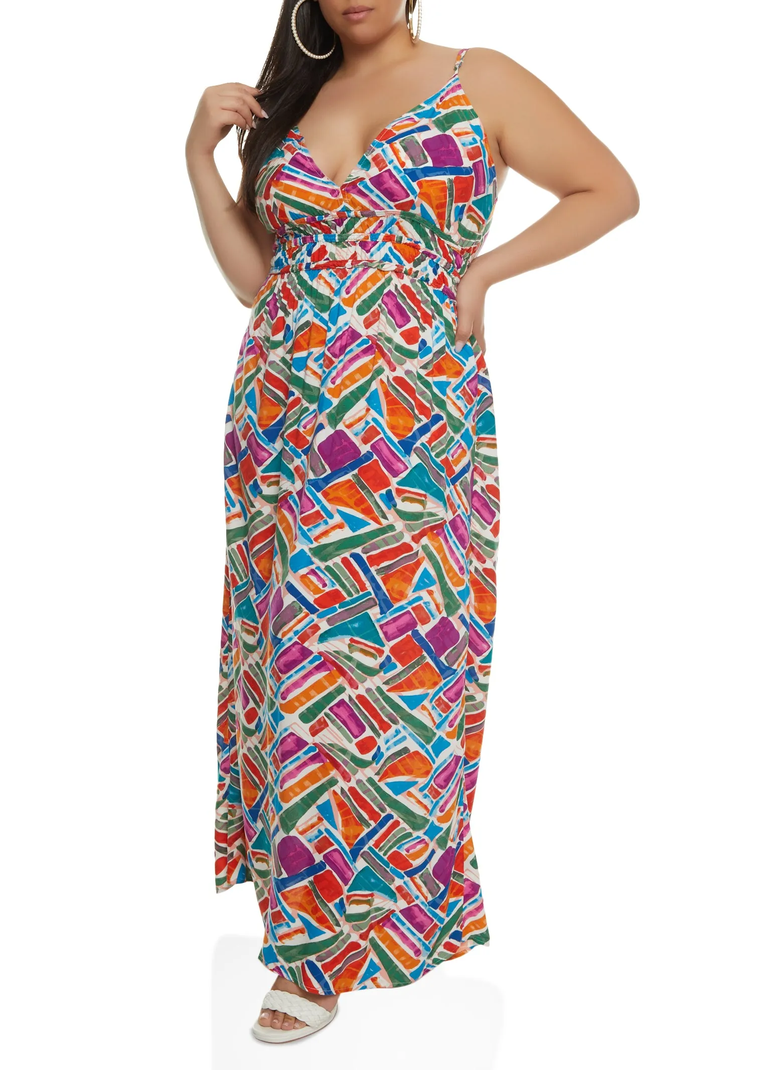Plus Size Printed V Neck Maxi Dress sold by Rainbow product image thumbnail 2