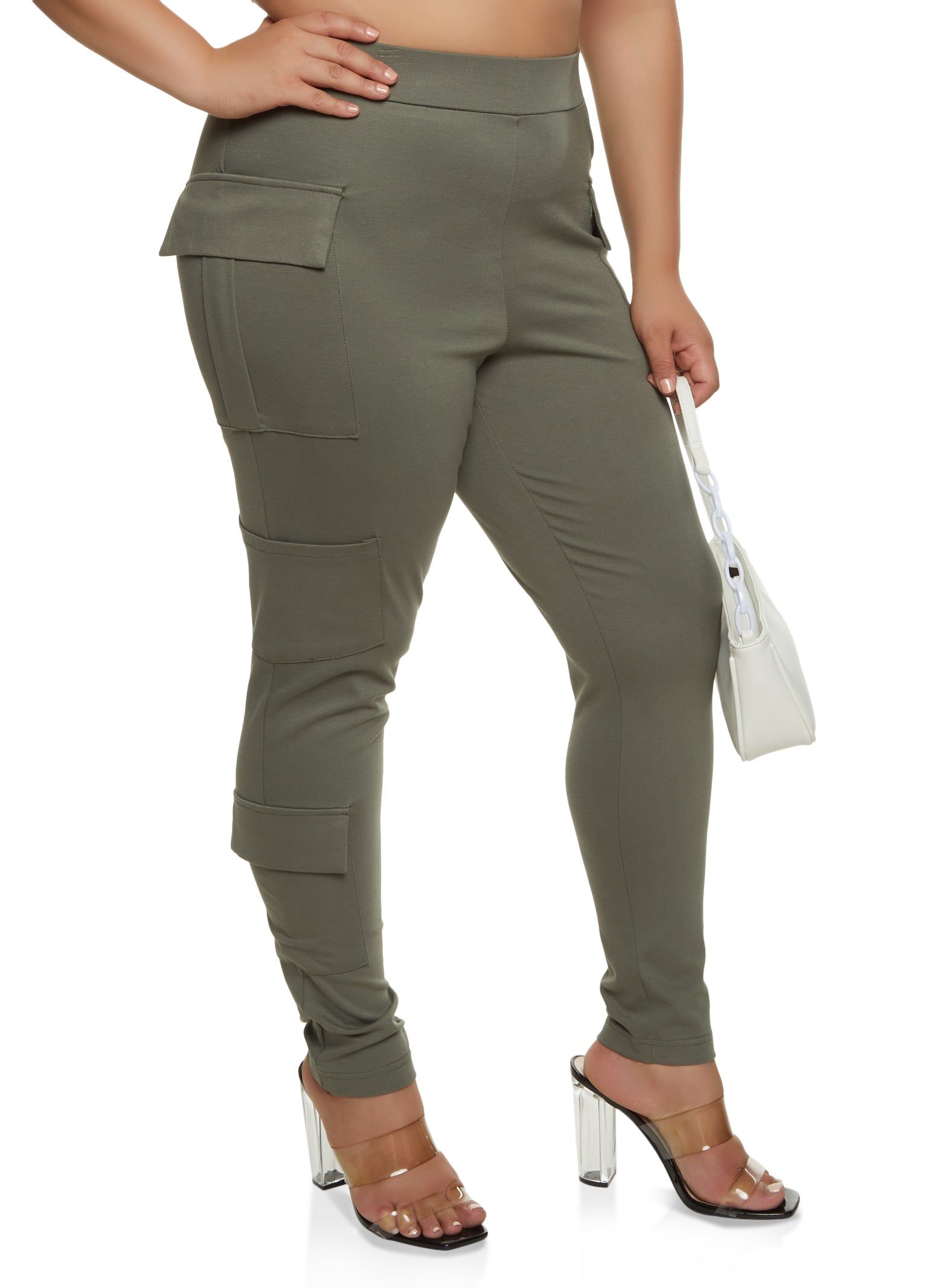 Plus Size Ponte Cargo Pocket Pull On Pants sold by Rainbow