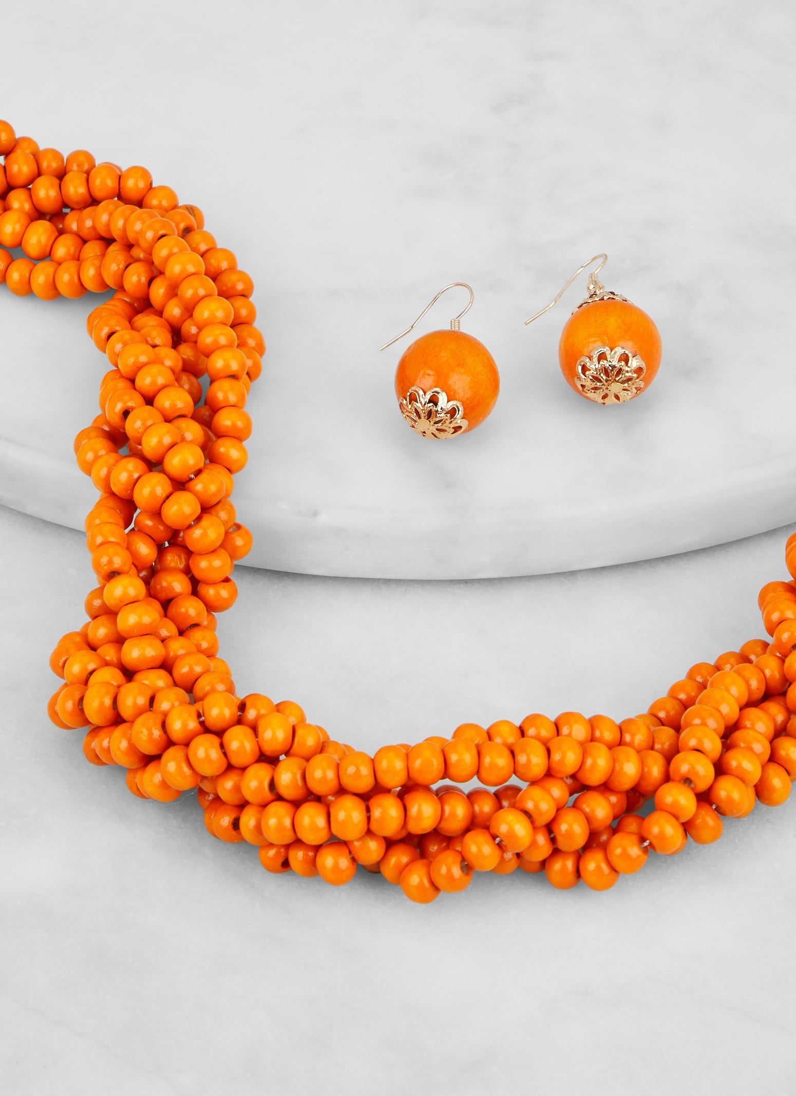 Wooden Beaded Twist Necklace and Drop Earrings sold by Rainbow product image thumbnail 2