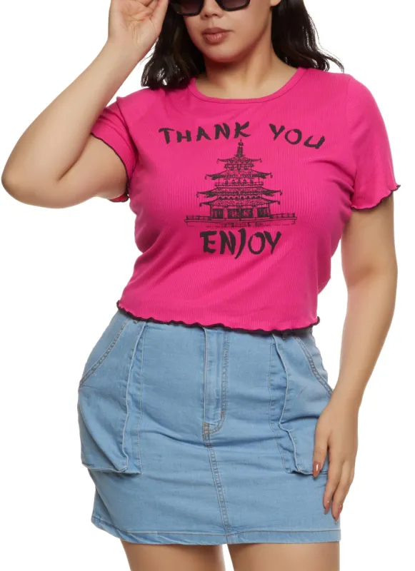 Plus Size Thank You Enjoy Graphic Tee sold by Rainbow