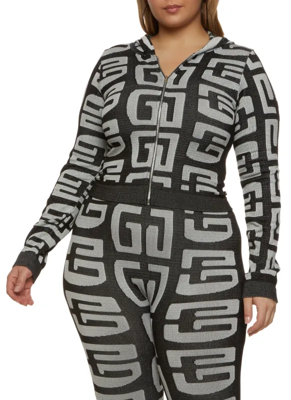 Plus Size Seamless Geometric Print Track Jacket sold by Rainbow
