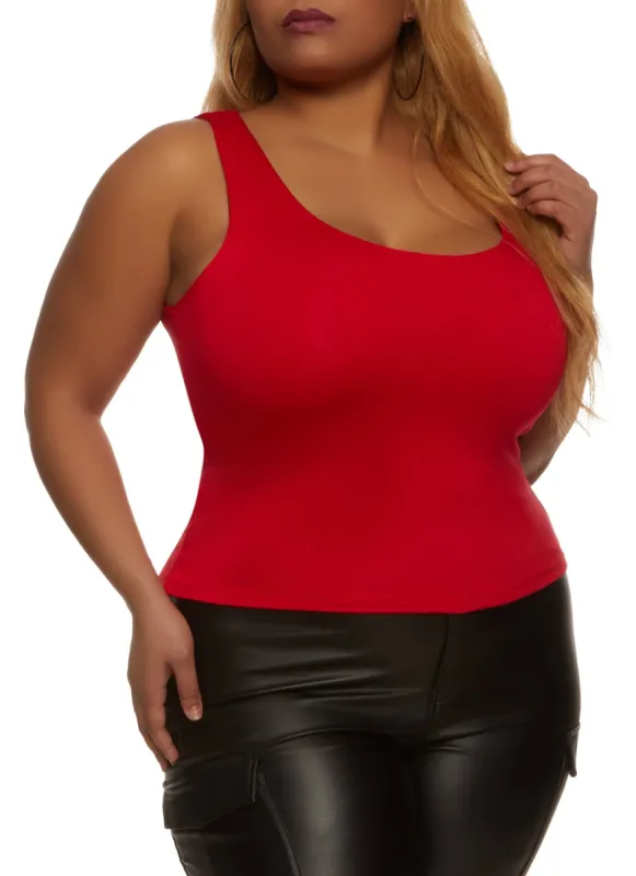 Plus Size Double Layer Scoop Neck Tank Top sold by Rainbow