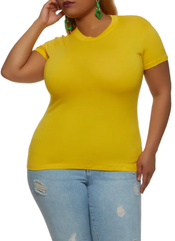 Plus Size Short Sleeve Crew Neck Tee sold by Rainbow