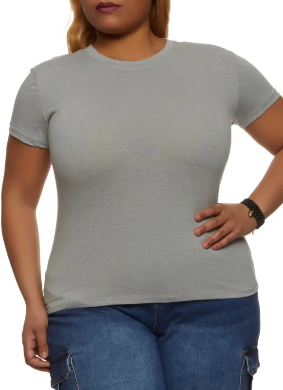 Plus Size Short Sleeve Crew Neck Tee sold by Rainbow