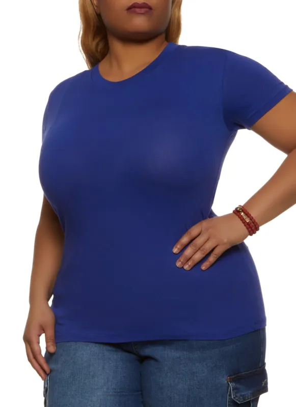 Plus Size Short Sleeve Crew Neck Tee sold by Rainbow