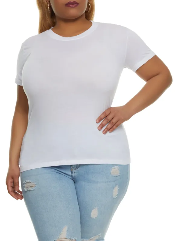 Plus Size Short Sleeve Crew Neck Tee sold by Rainbow