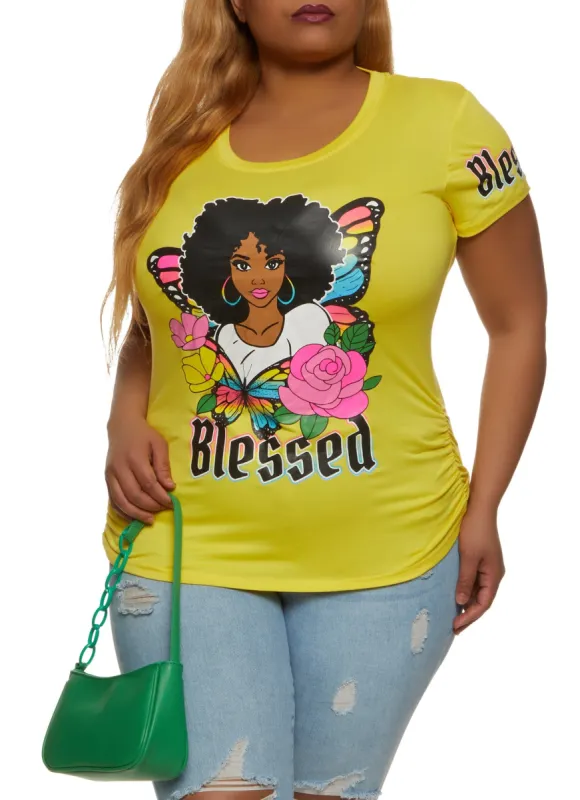 Plus Size Blessed Graphic Tee sold by Rainbow