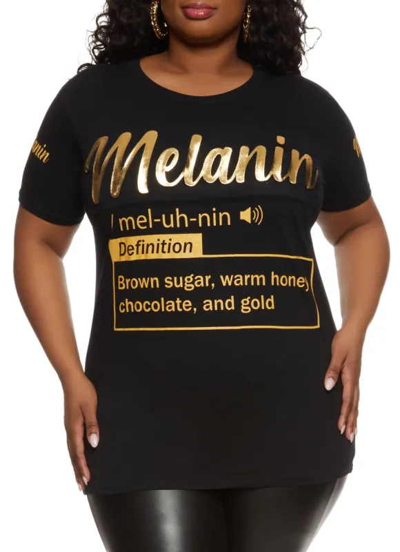 Plus Size Embossed Foil Melanin Graphic Tee sold by Rainbow