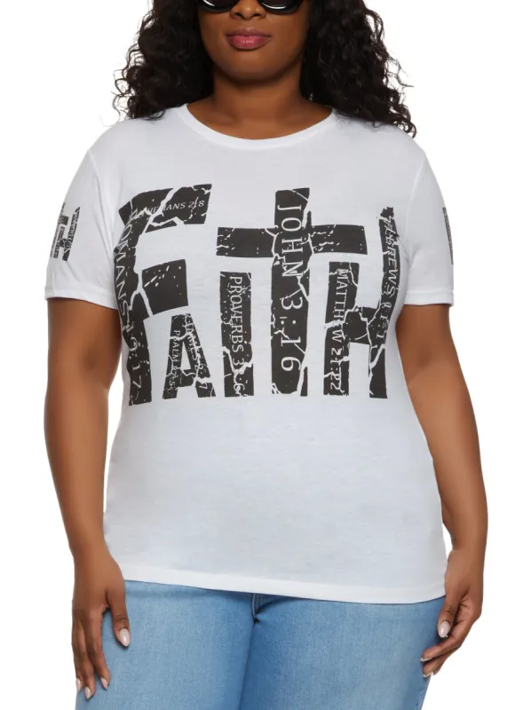 Plus Size Faith In God Changes Everything Tee sold by Rainbow
