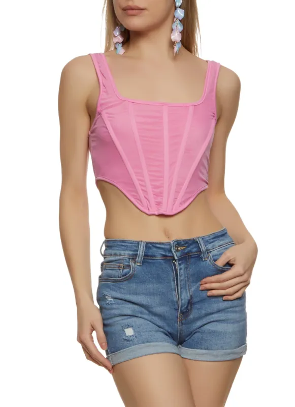 Mesh Corset Cropped Tank Top sold by Rainbow