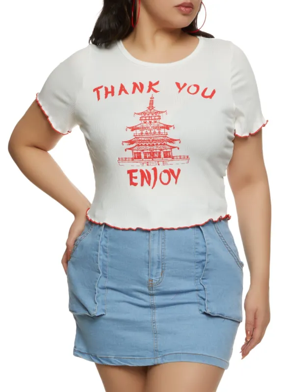 Plus Size Thank You Enjoy Graphic Tee sold by Rainbow