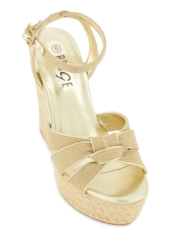 Twist Knot Espadrille Platform Wedge Sandals sold by Rainbow