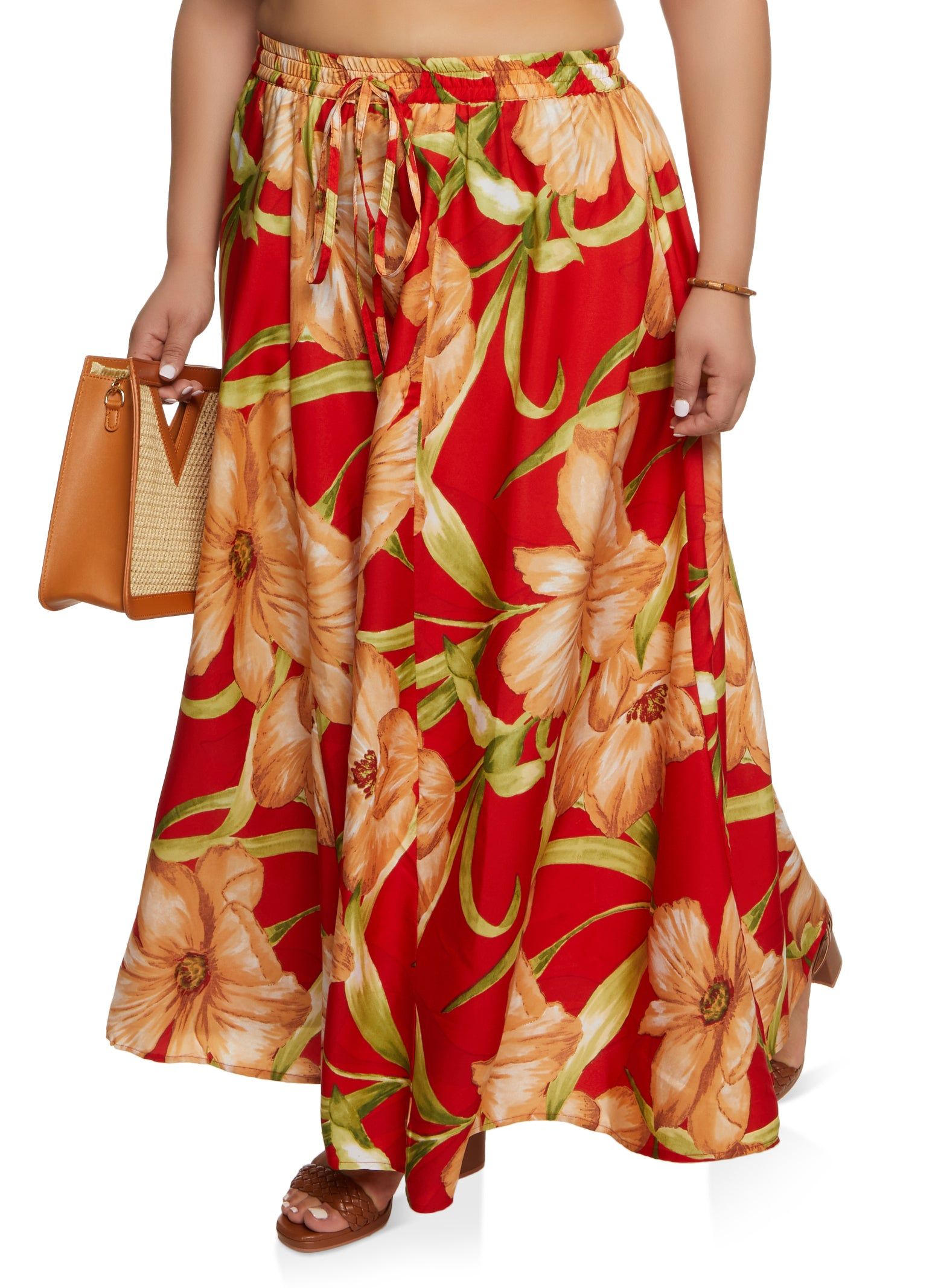 Plus Size Floral Mixed Print Maxi Skirt sold by Rainbow