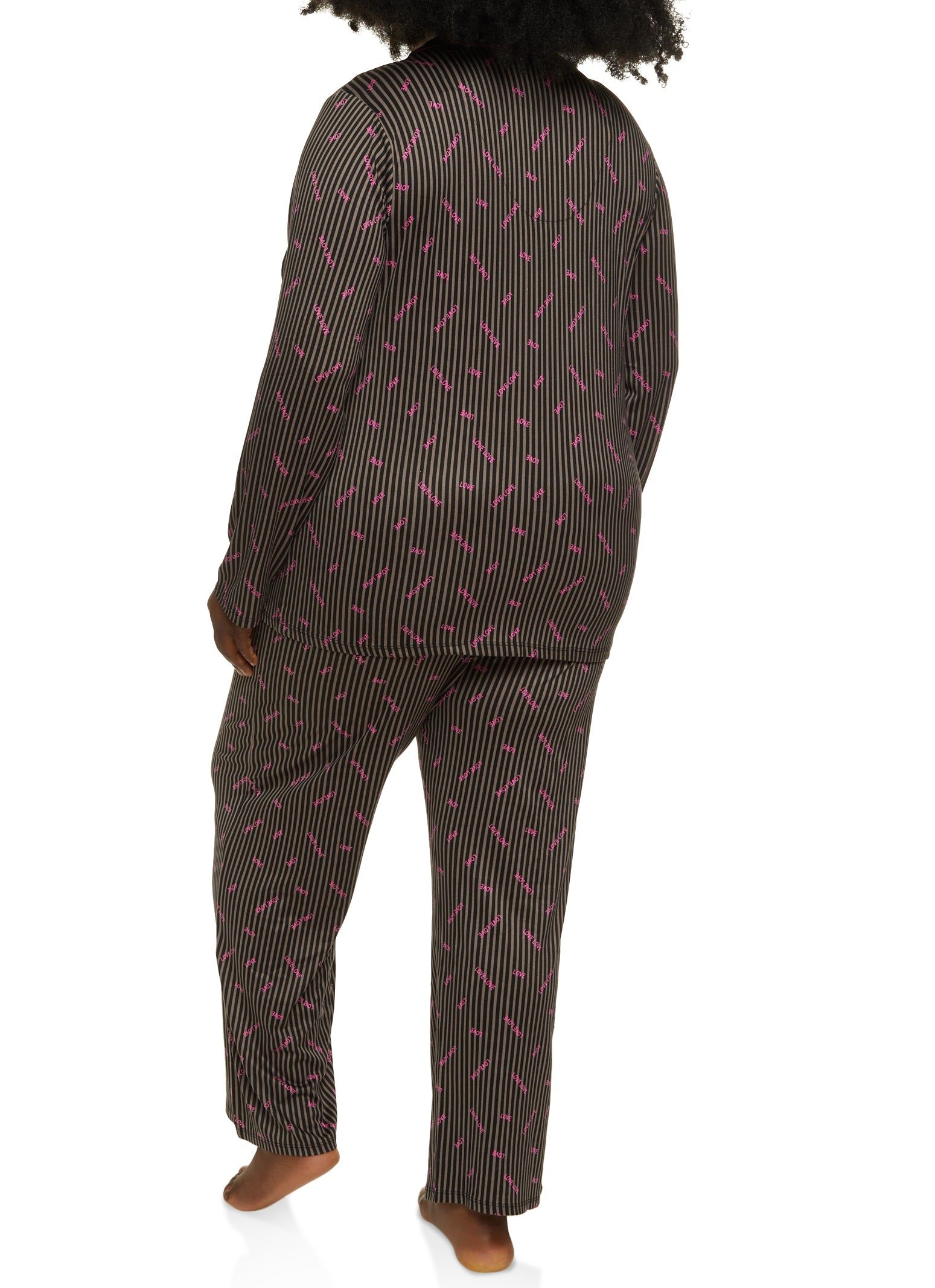 Plus Size Striped Love Pajama Shirt and Pants sold by Rainbow product image thumbnail 2