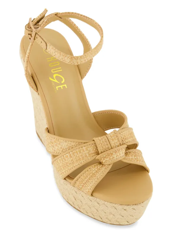Twist Knot Espadrille Platform Wedge Sandals sold by Rainbow