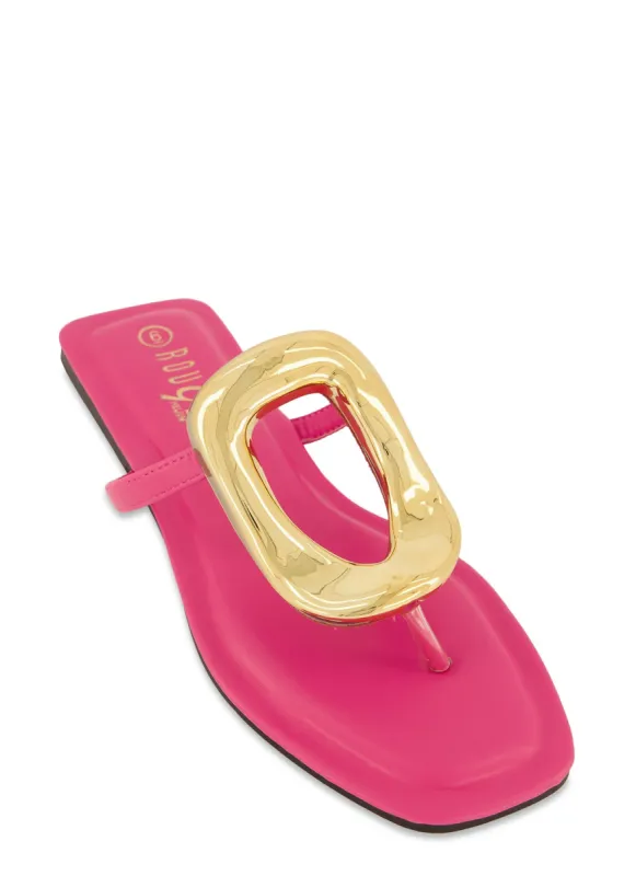 Metal Pendant Flat Thong Sandals sold by Rainbow