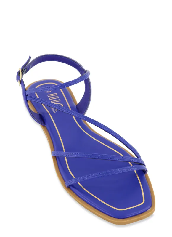 Asymmetrical Strappy Square Toe Sandals sold by Rainbow