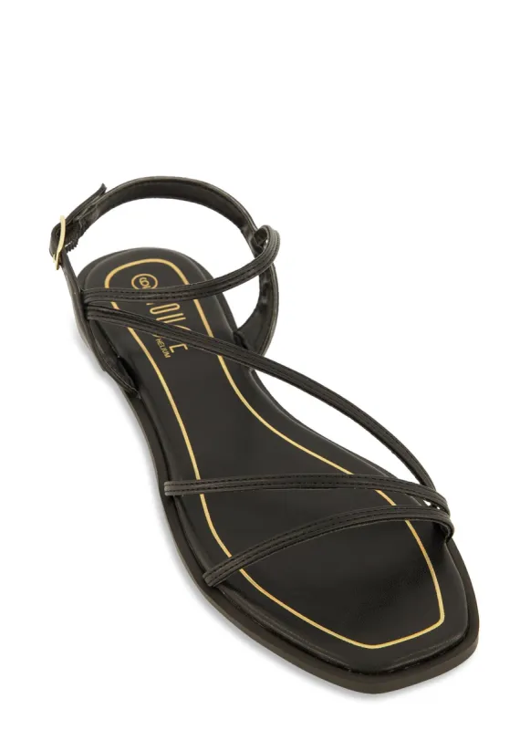 Asymmetrical Strappy Square Toe Sandals sold by Rainbow