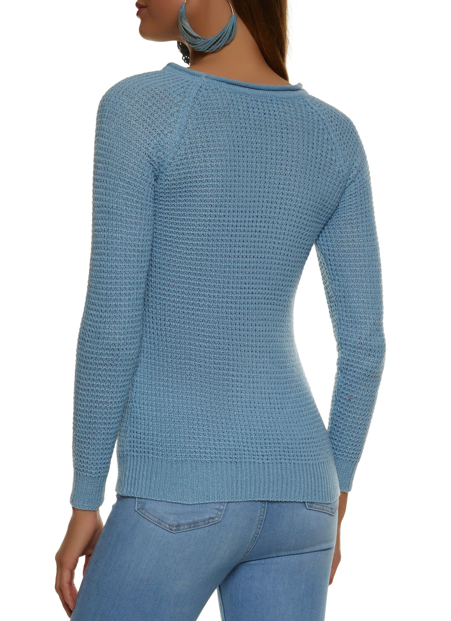 Waffle Knit Crew Neck Pullover Sweater sold by Rainbow product image thumbnail 2