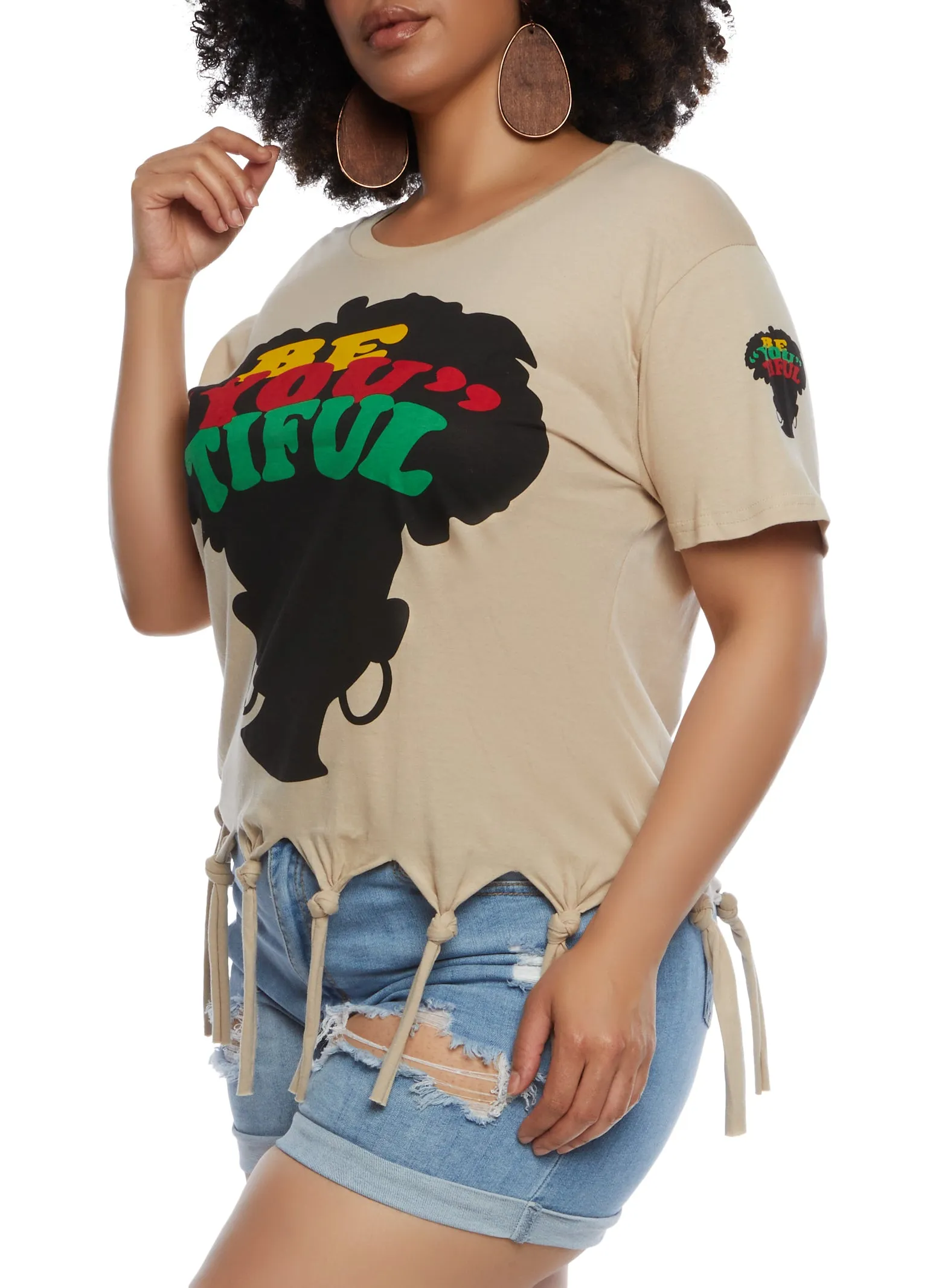 Plus Size Beyoutiful Graphic Knot Fringe Tee sold by Rainbow product image thumbnail 2