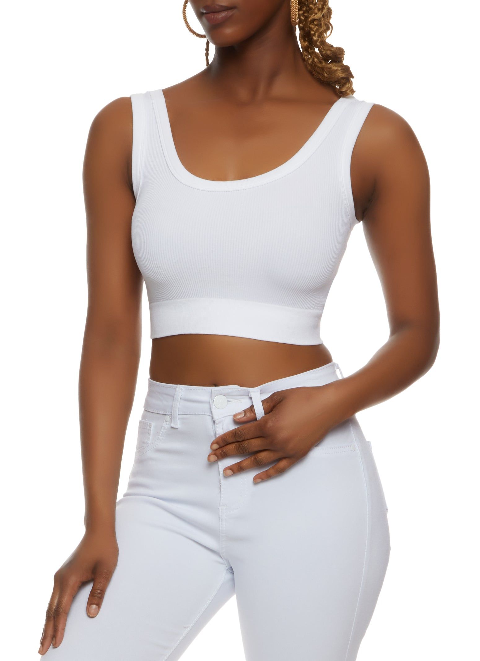 Ribbed Knit Seamless Cropped Tank Top sold by Rainbow