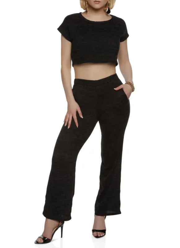 Brushed Knit Crew Neck Cropped Tee sold by Rainbow